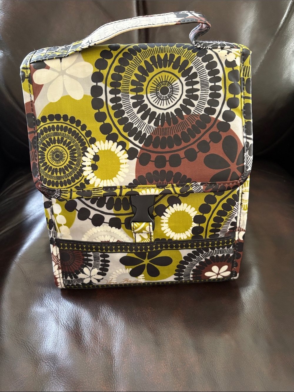 Vera Bradley Retired Cocoa Moss Olive Green Brown Floral Lunch Bag